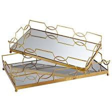 Hazeline Gold Tray with Mirror By Tozai