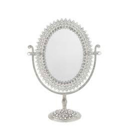 Oval Crystal Magnified Standing Mirror By Olivia Riegel